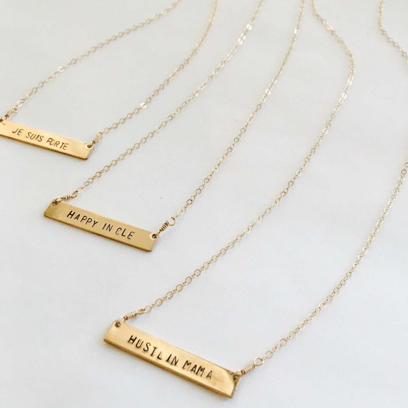 Custom Stamped Horizontal Bar Necklace Necklaces