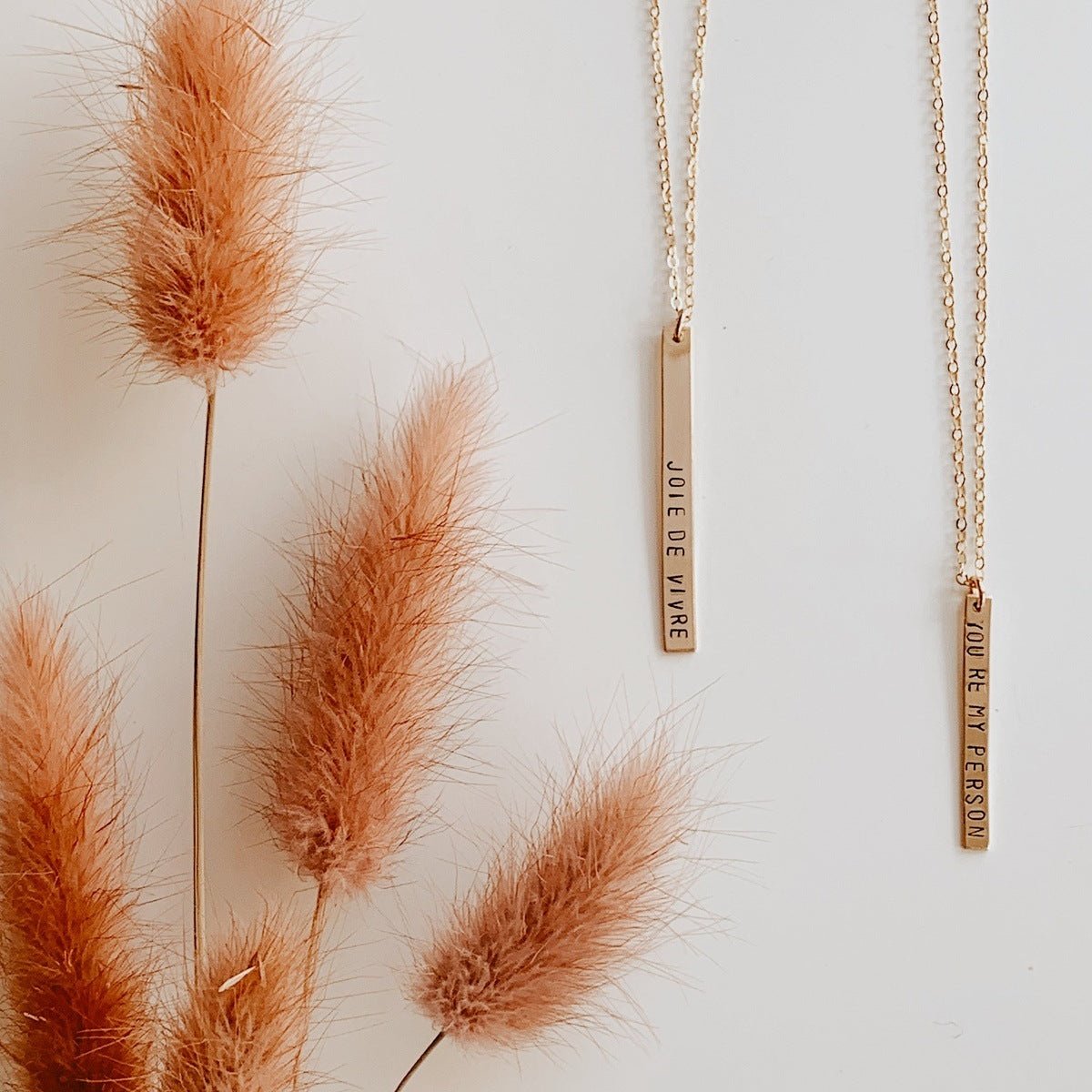 Custom Stamped Vertical Bar Necklace Necklaces