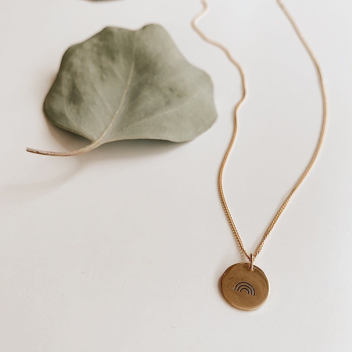 Gold Stamped Rainbow Disc Necklaces