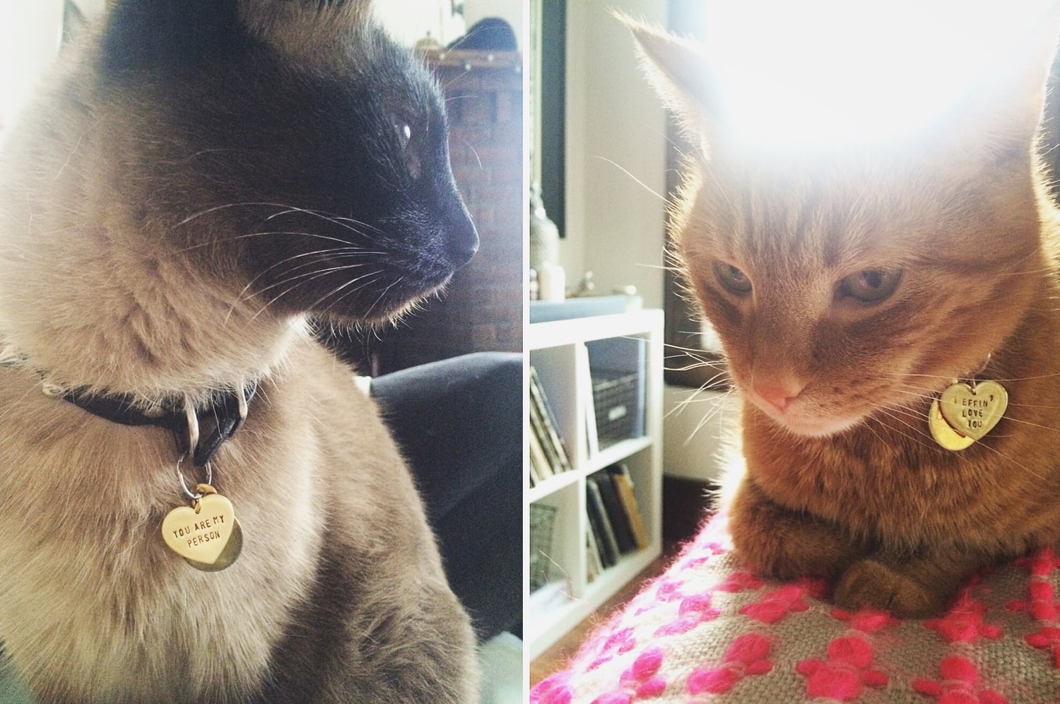 I Effin Love You / You're My Person Stamped Brass Heart Necklaces