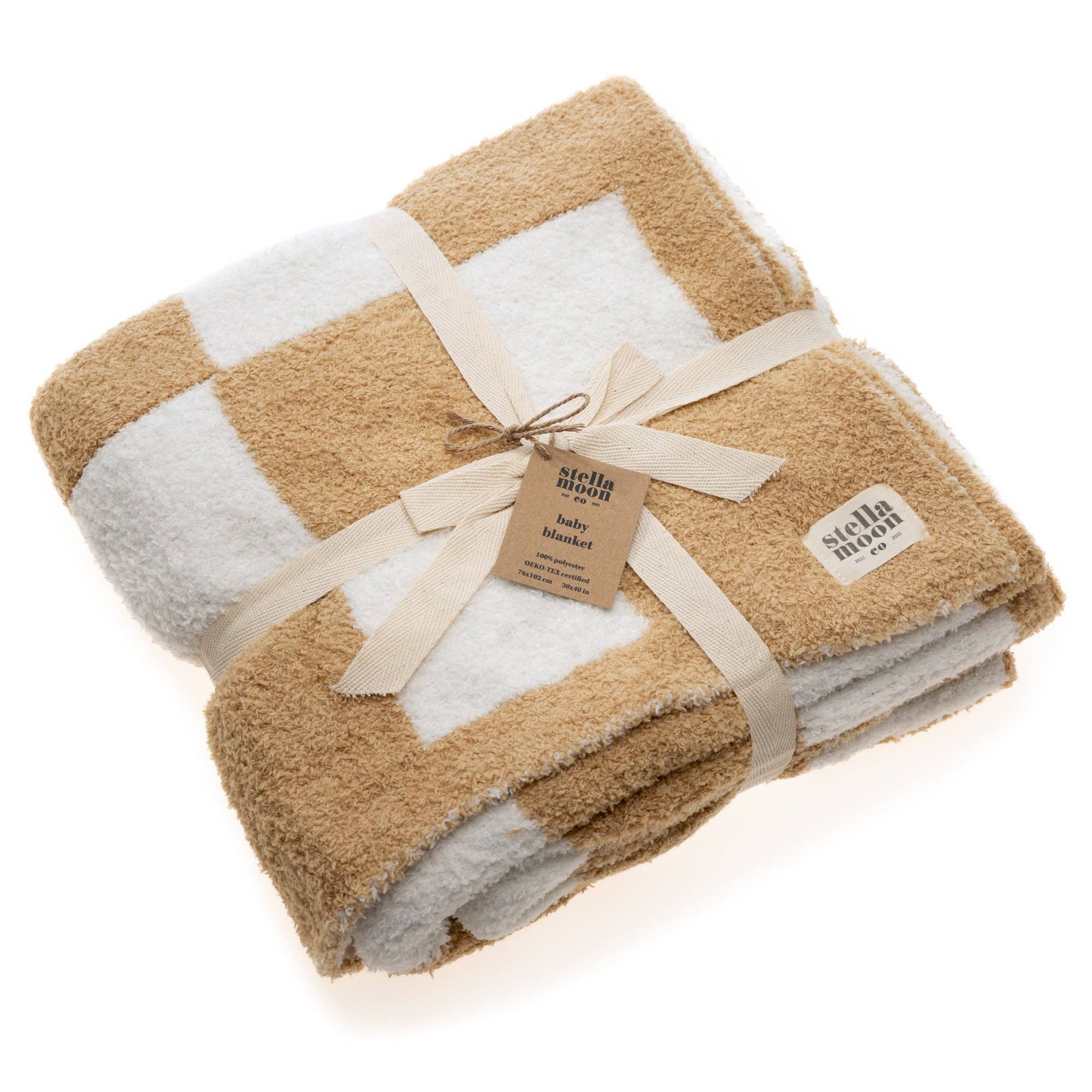 Luxe Checkered Baby Blanket - Sand Babies + Kids