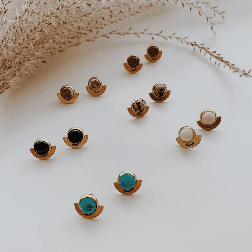 Petite Hemisphere Studs // Gold Earrings