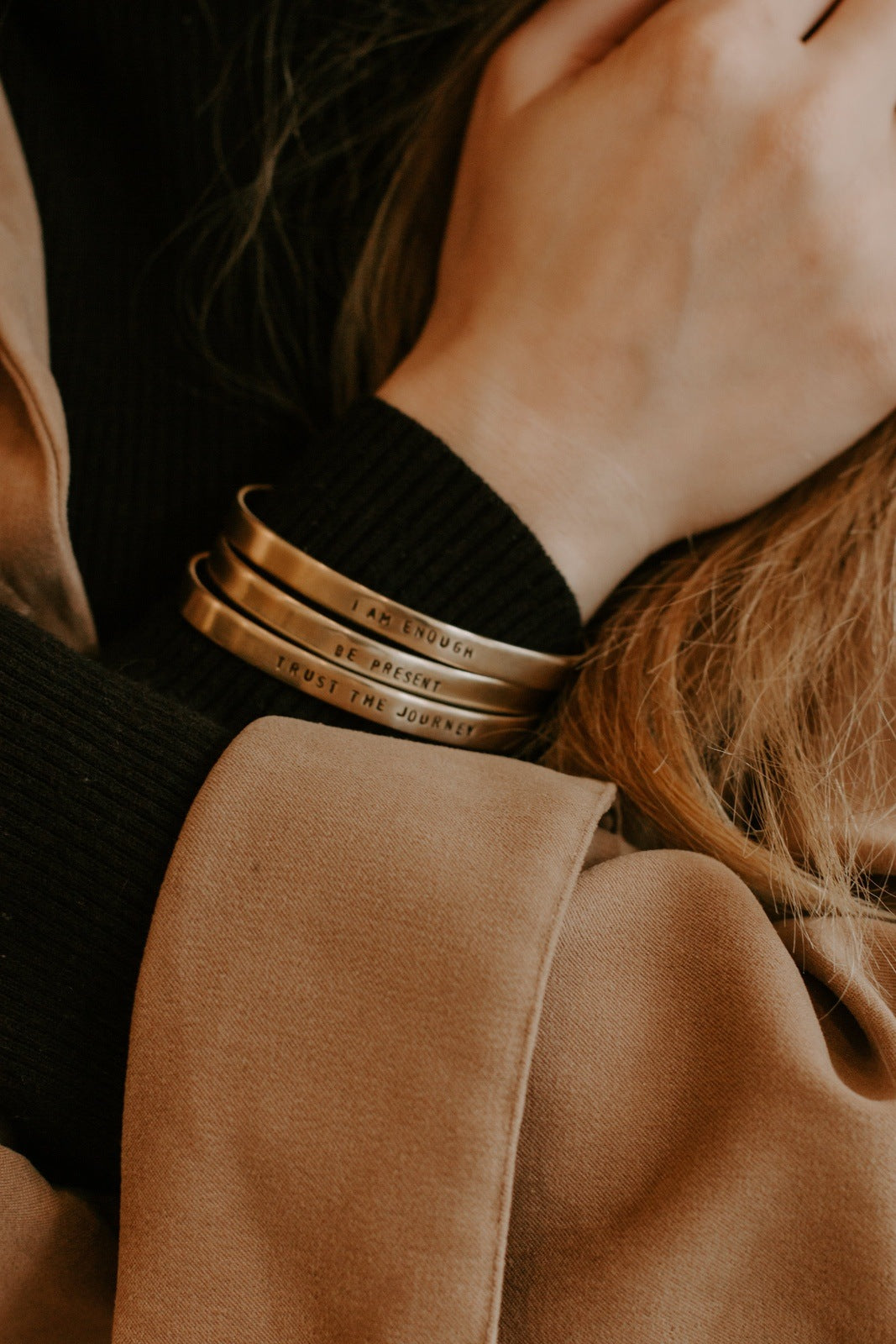 Stamped Brass Cuff - Océanne Favorite Quotes Bracelets + Anklets