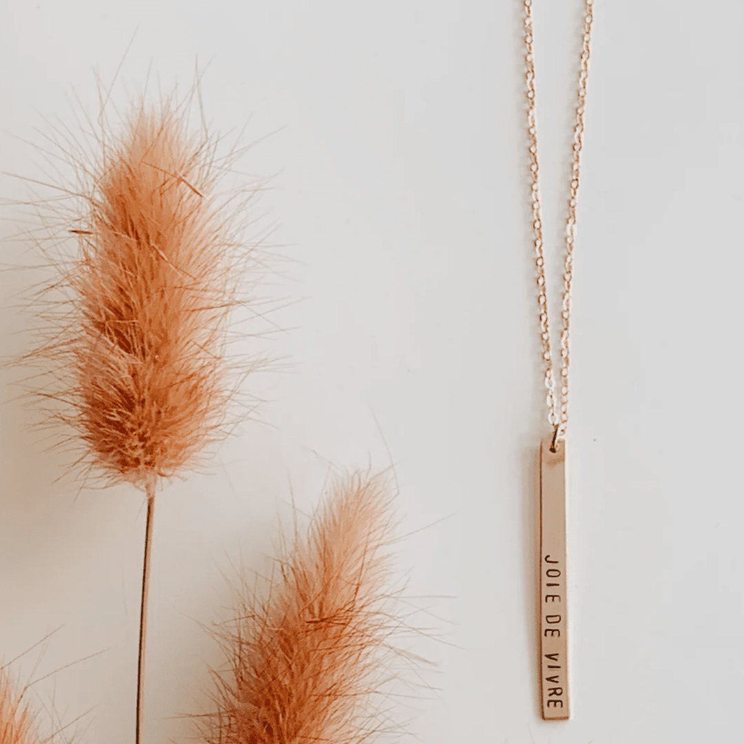 Stamped Vertical Bar Necklace Necklaces