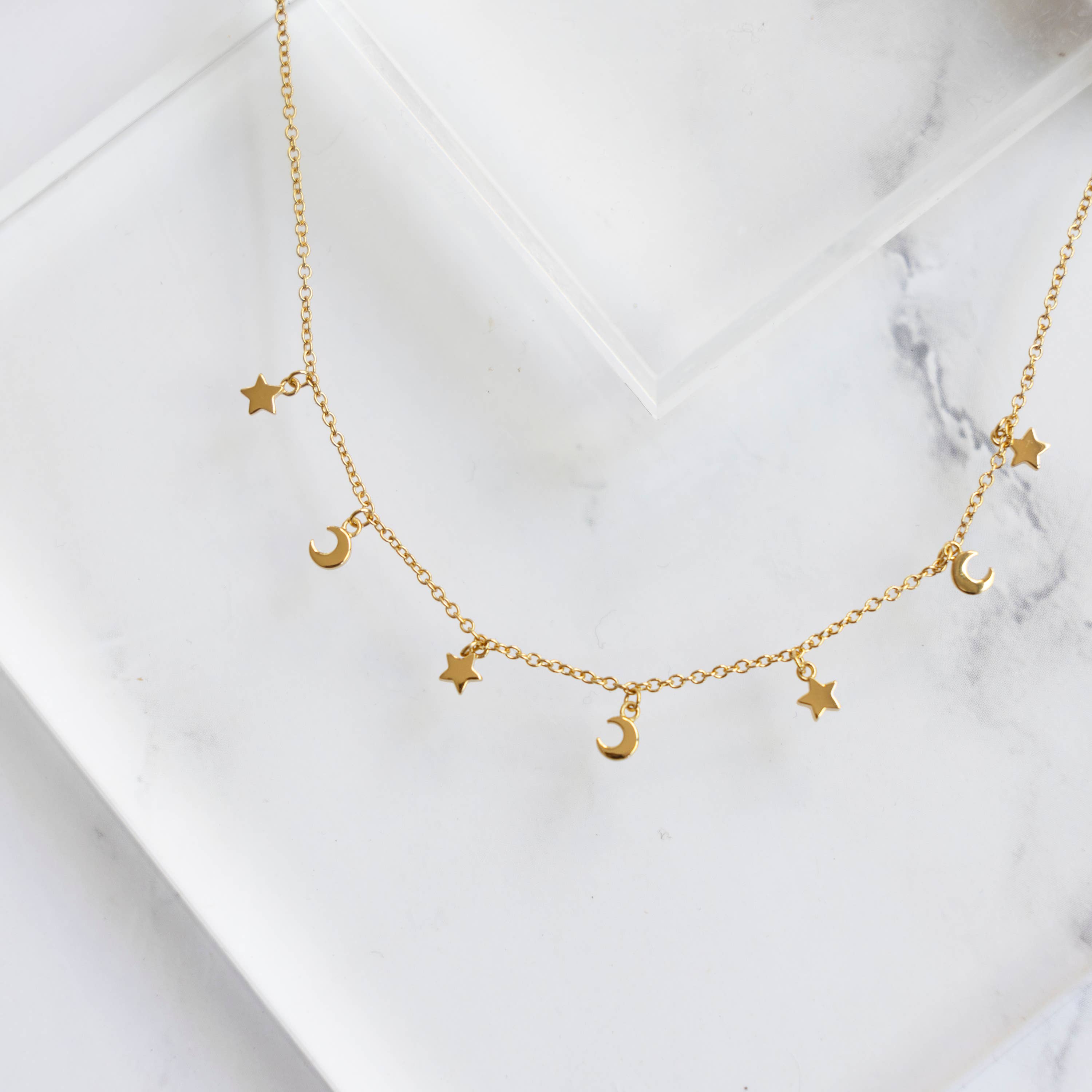Star and Moon Choker Necklace - Gold Necklaces