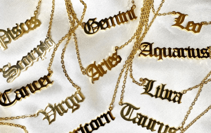 Zodiac Nameplate Necklace Necklaces