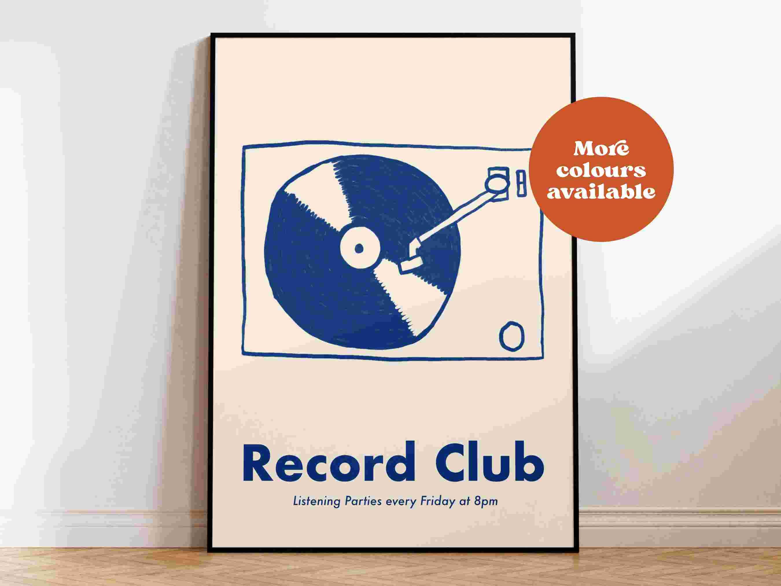 Record Club Hand-drawn Print