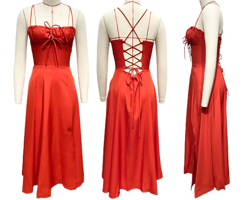 Strappy corset red dress