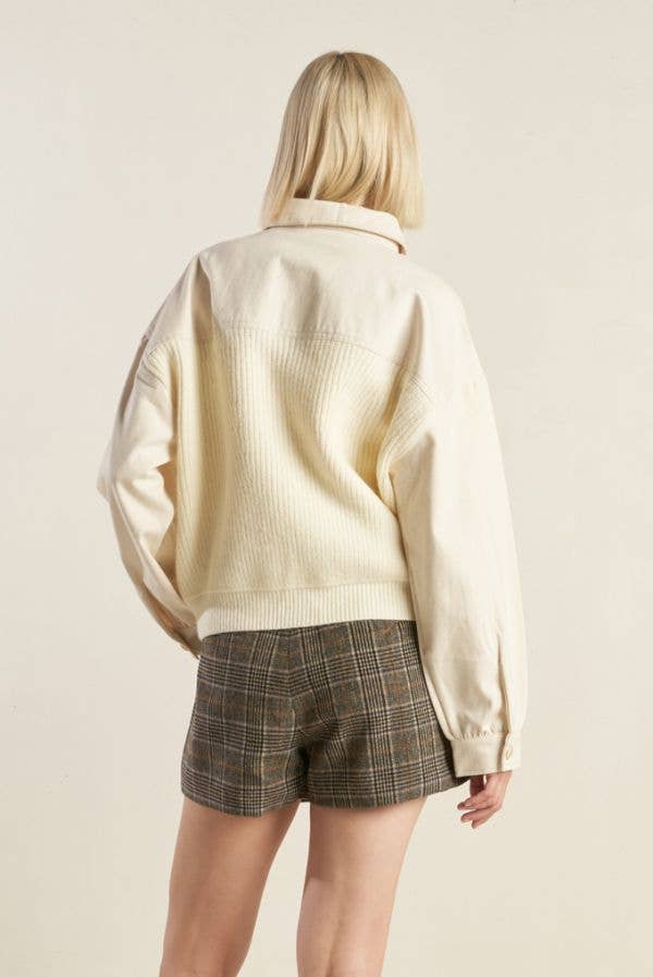 A Sweater Knit/Twill Combination Jacket Jackets