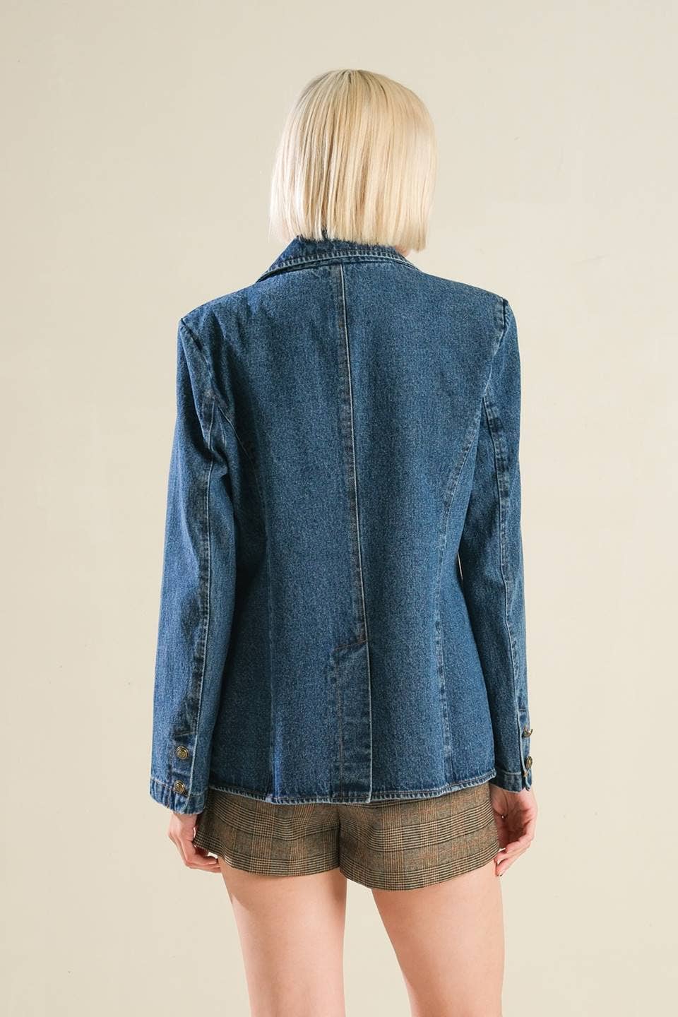 A Washed Denim Blazer Jackets