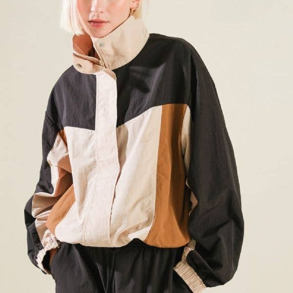 A Woven Colorblock Windbreaker Jackets