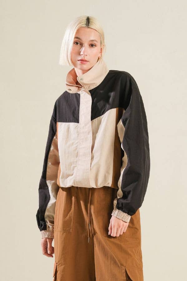 A Woven Colorblock Windbreaker Jackets