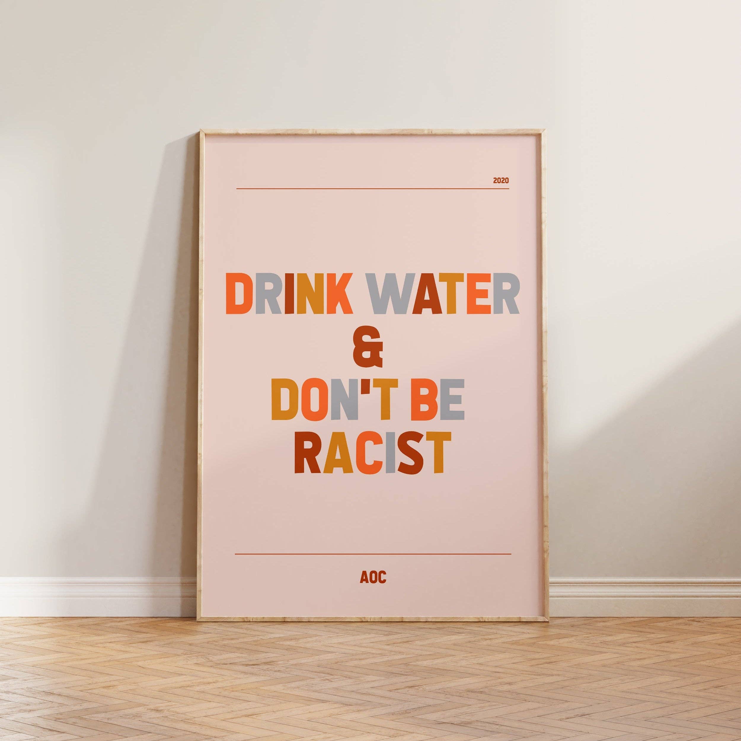 AOC Drink Water & Don't Be Racist Print Home Decor