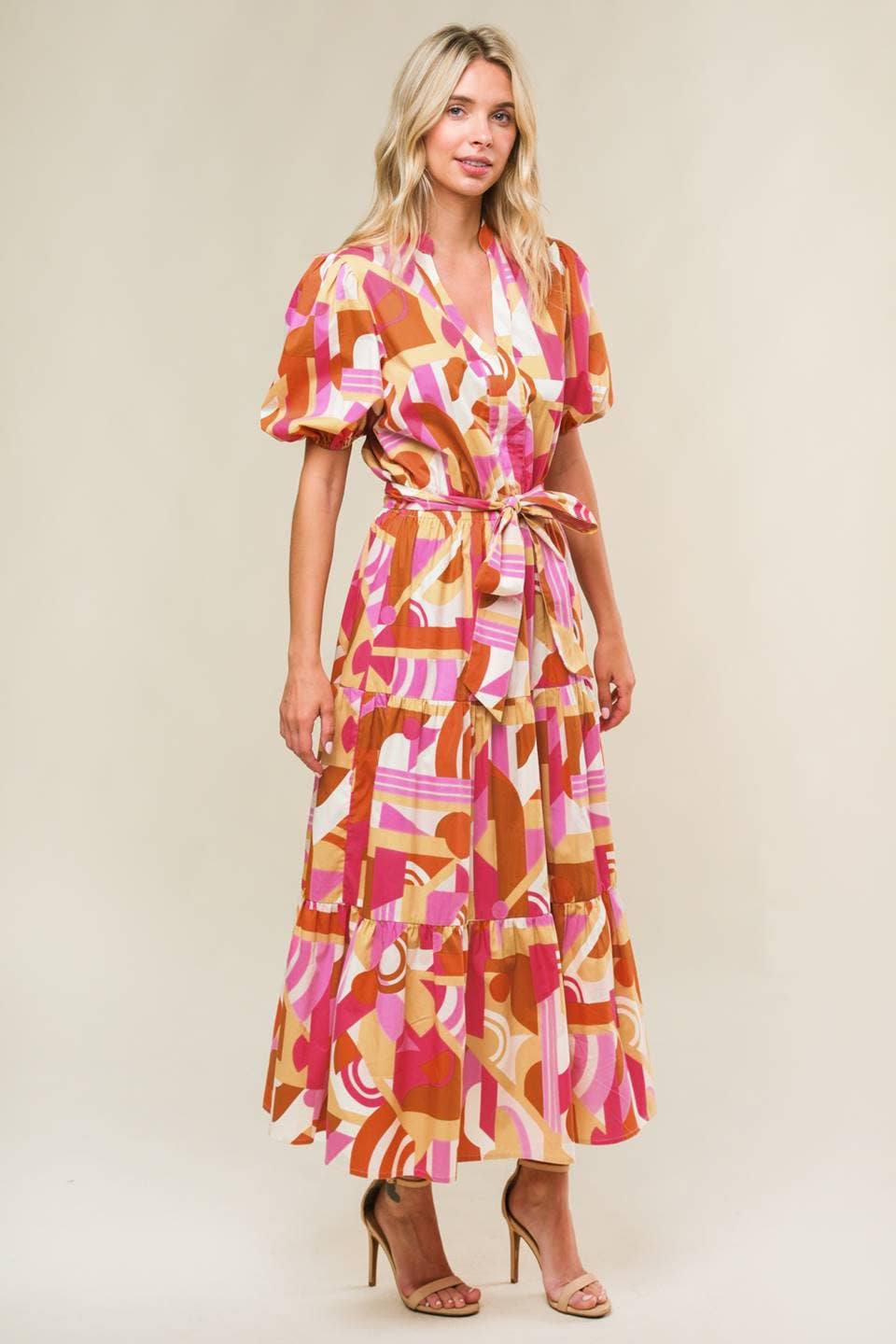 Abstract Print Woven Midi Dress Dresses + Jumpsuits