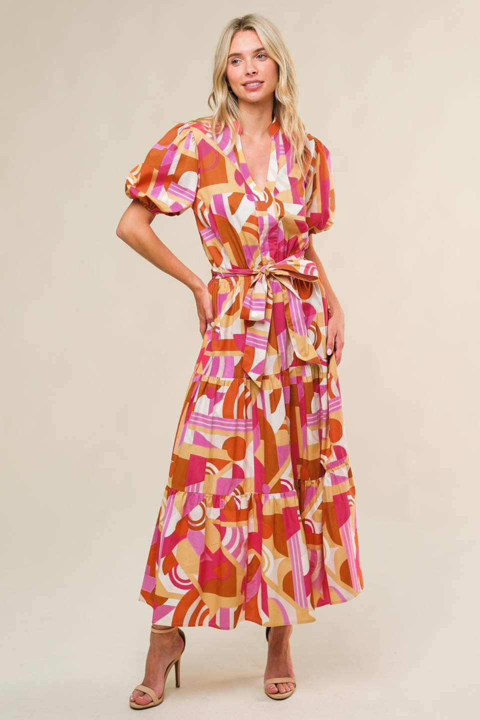 Abstract Print Woven Midi Dress Dresses + Jumpsuits