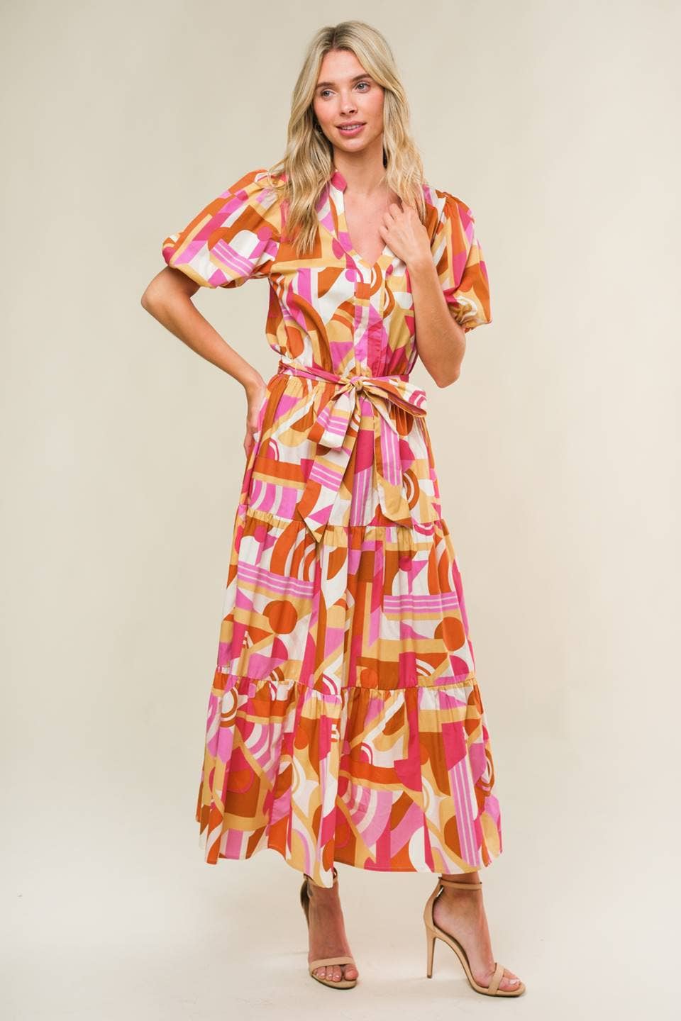 Abstract Print Woven Midi Dress Dresses + Jumpsuits