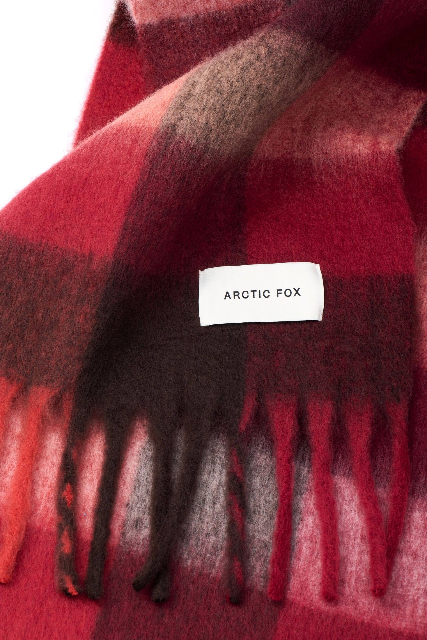 Arctic Fox & Co. - North America - The Reykjavik Scarf - 100% Recycled - Burgundy check - FW25 