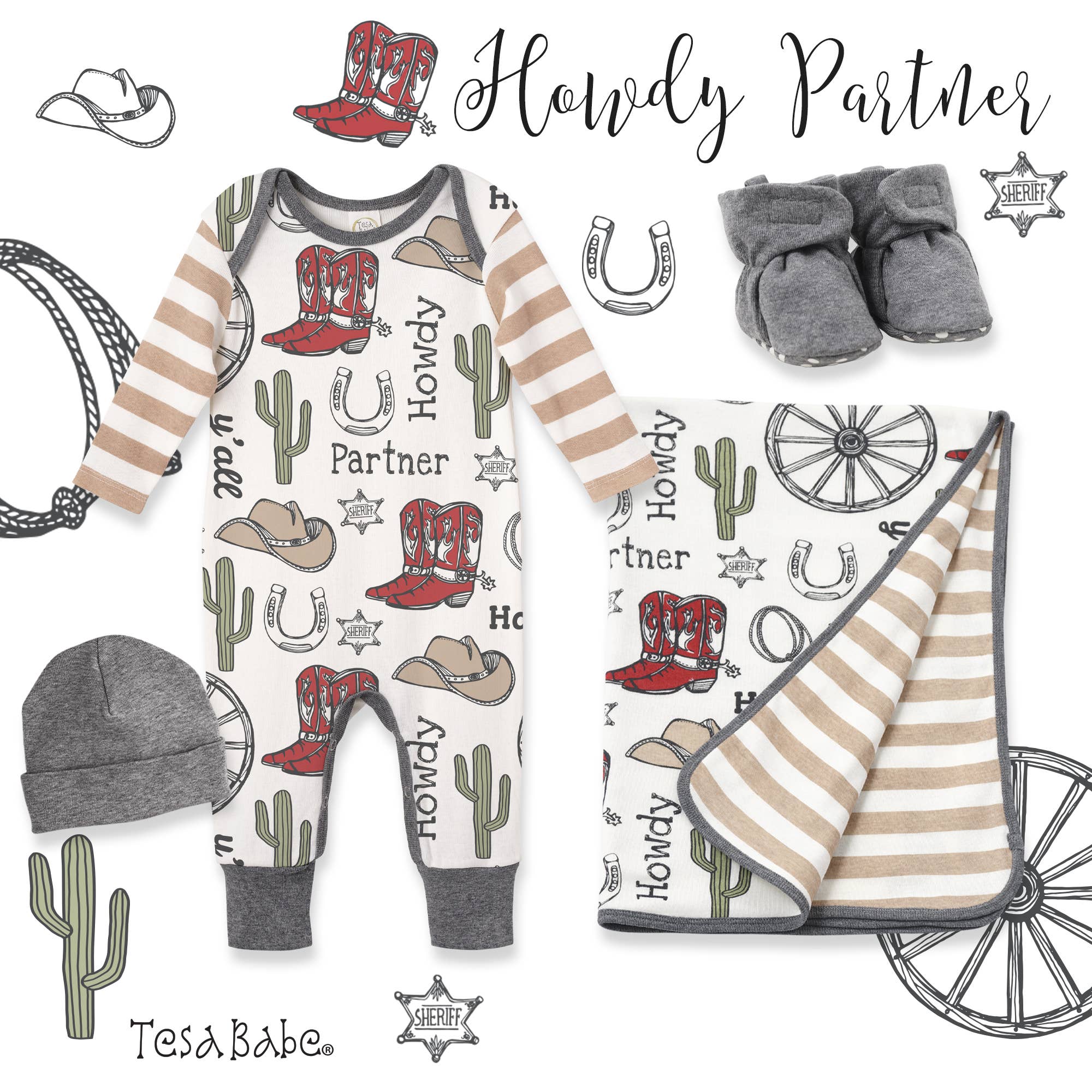 Baby Boy's Howdy Partner Bamboo Romper Babies + Kids