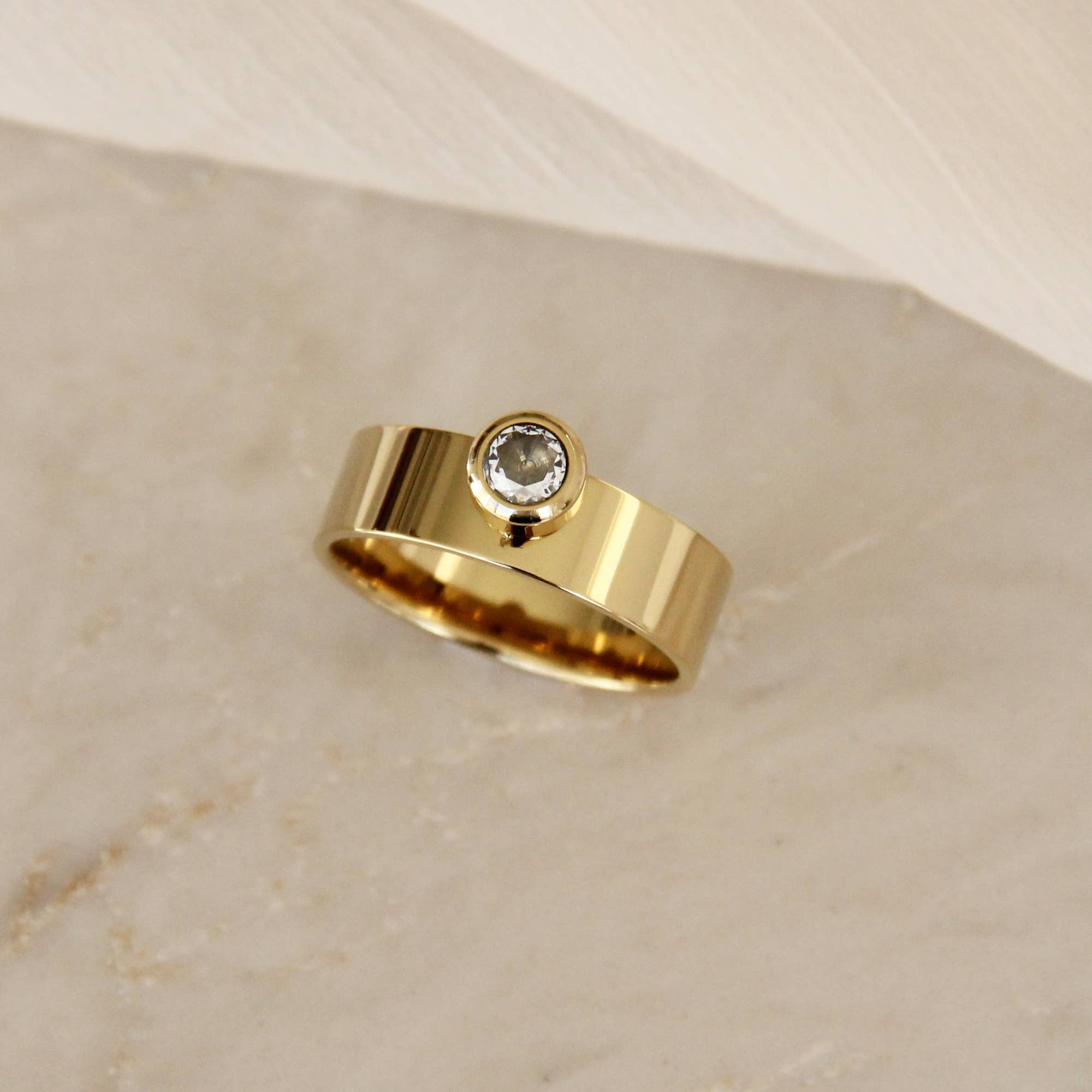 Bezel Band Ring: Gold - Round Cut Rings