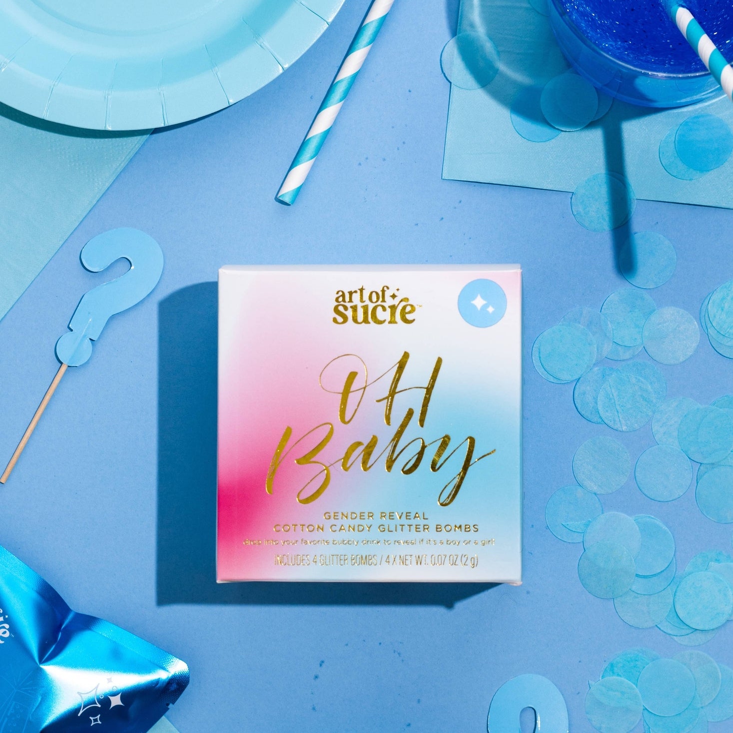 Blue Gender Reveal Cotton Candy Drink Glitter Bombs Eat + Drink