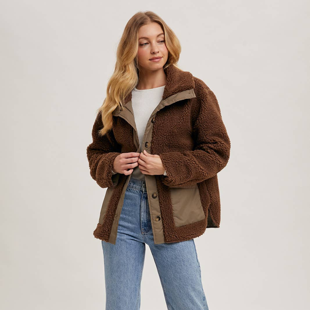 Bluivy - BUTTON DOWN CONTRAST FLEECE JACKET 