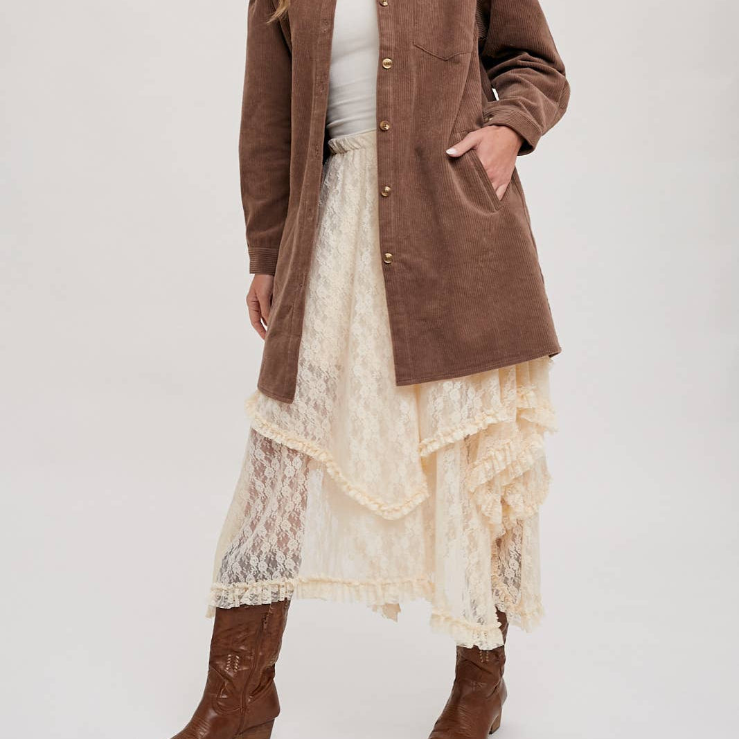 Bluivy - LACE TIER MIDI SKIRT 