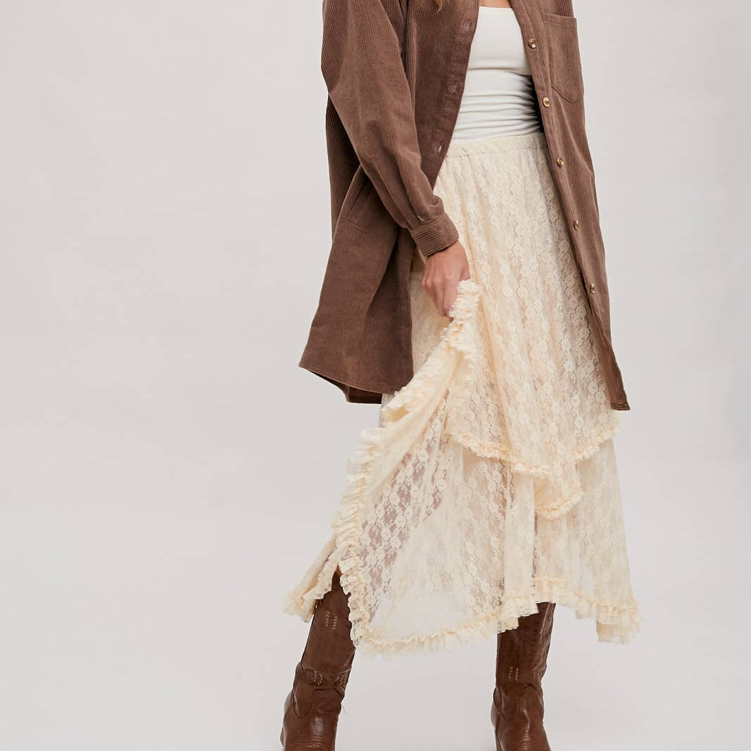 Bluivy - LACE TIER MIDI SKIRT 