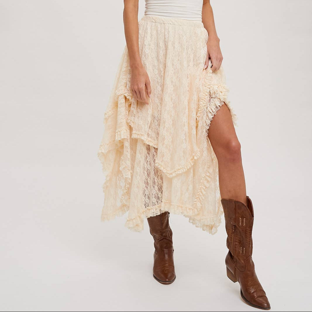 Bluivy - LACE TIER MIDI SKIRT 