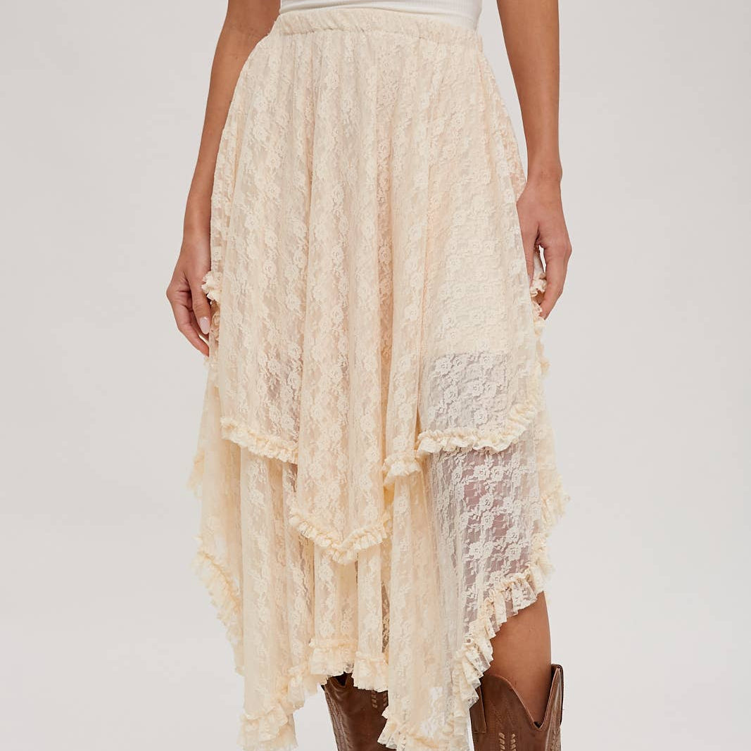 Bluivy - LACE TIER MIDI SKIRT 