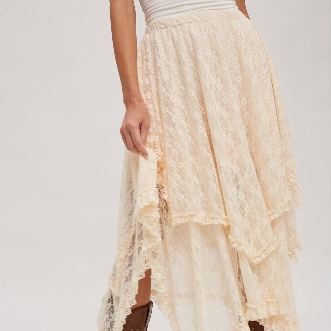 Bluivy - LACE TIER MIDI SKIRT 