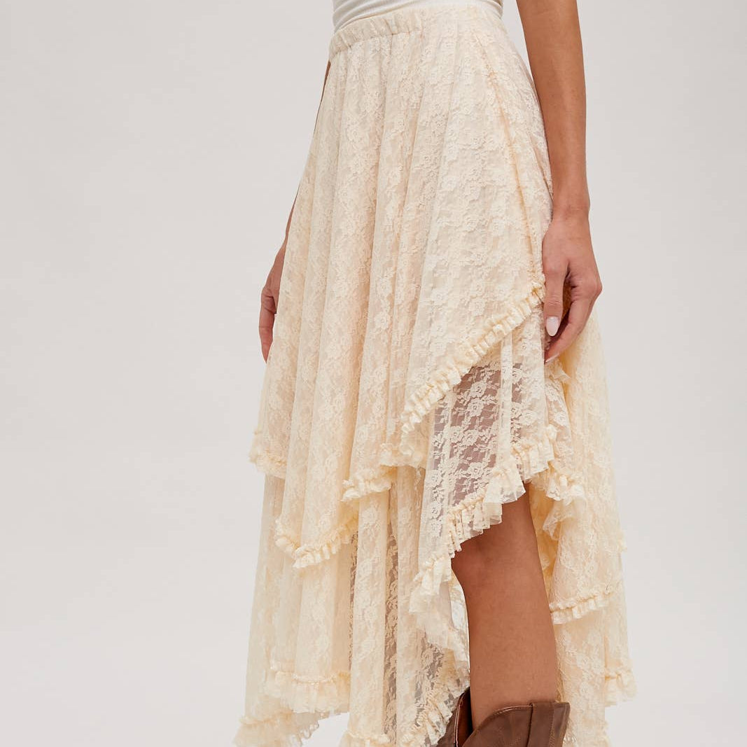 Bluivy - LACE TIER MIDI SKIRT 