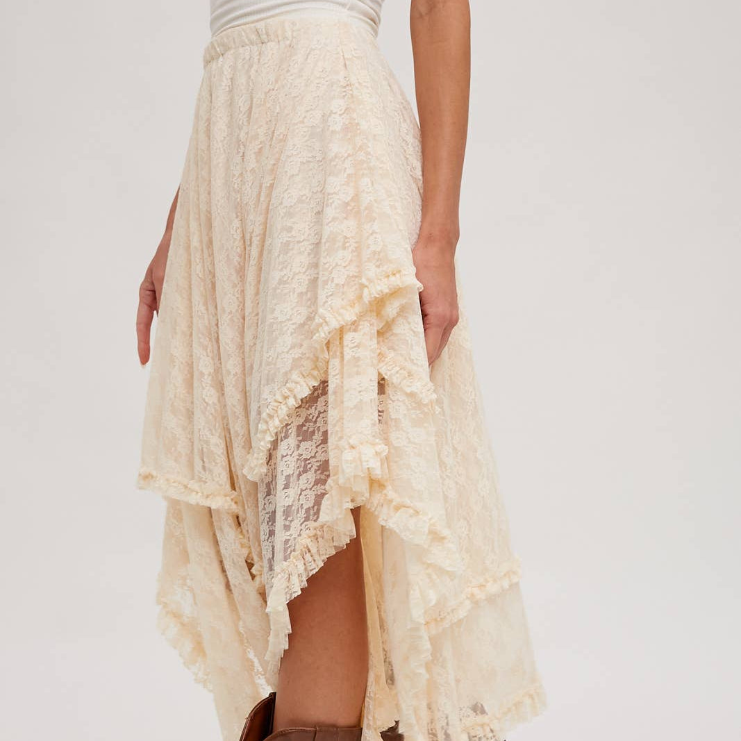 Bluivy - LACE TIER MIDI SKIRT 