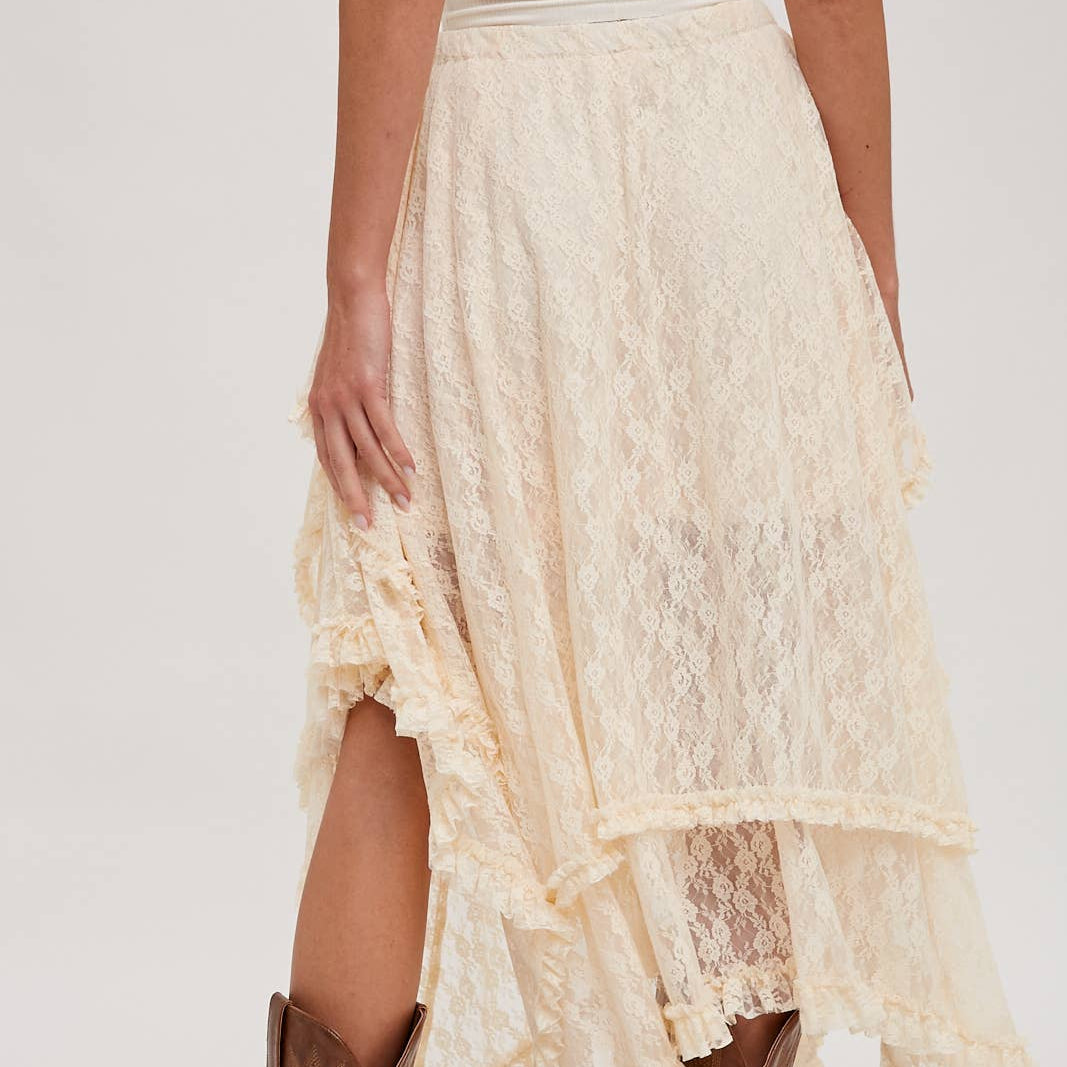 Bluivy - LACE TIER MIDI SKIRT 