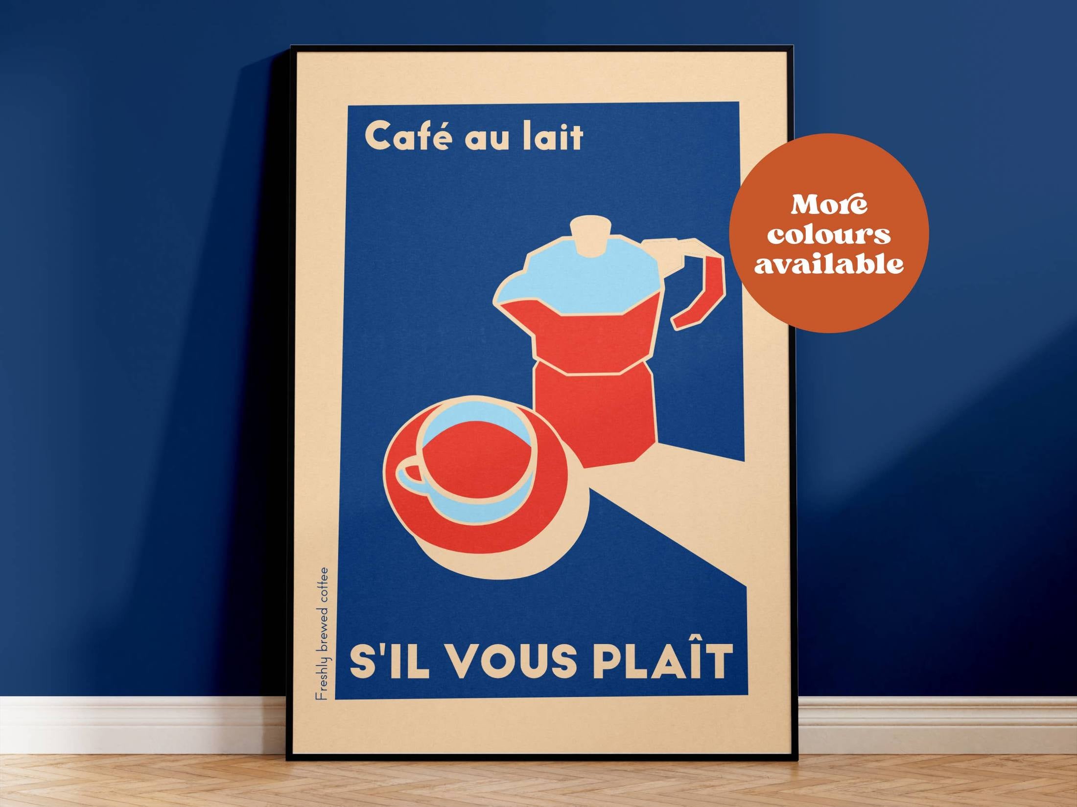 Cafe Au Lait Print: Blue Home Decor