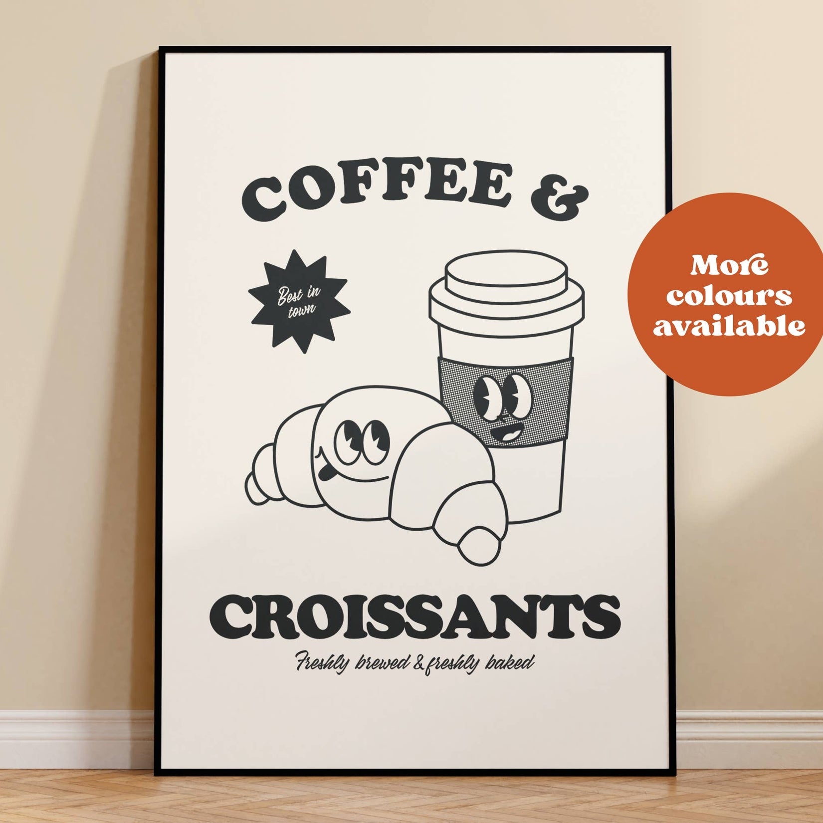 Coffee and Croissants Takeaway Diner Print Home Decor