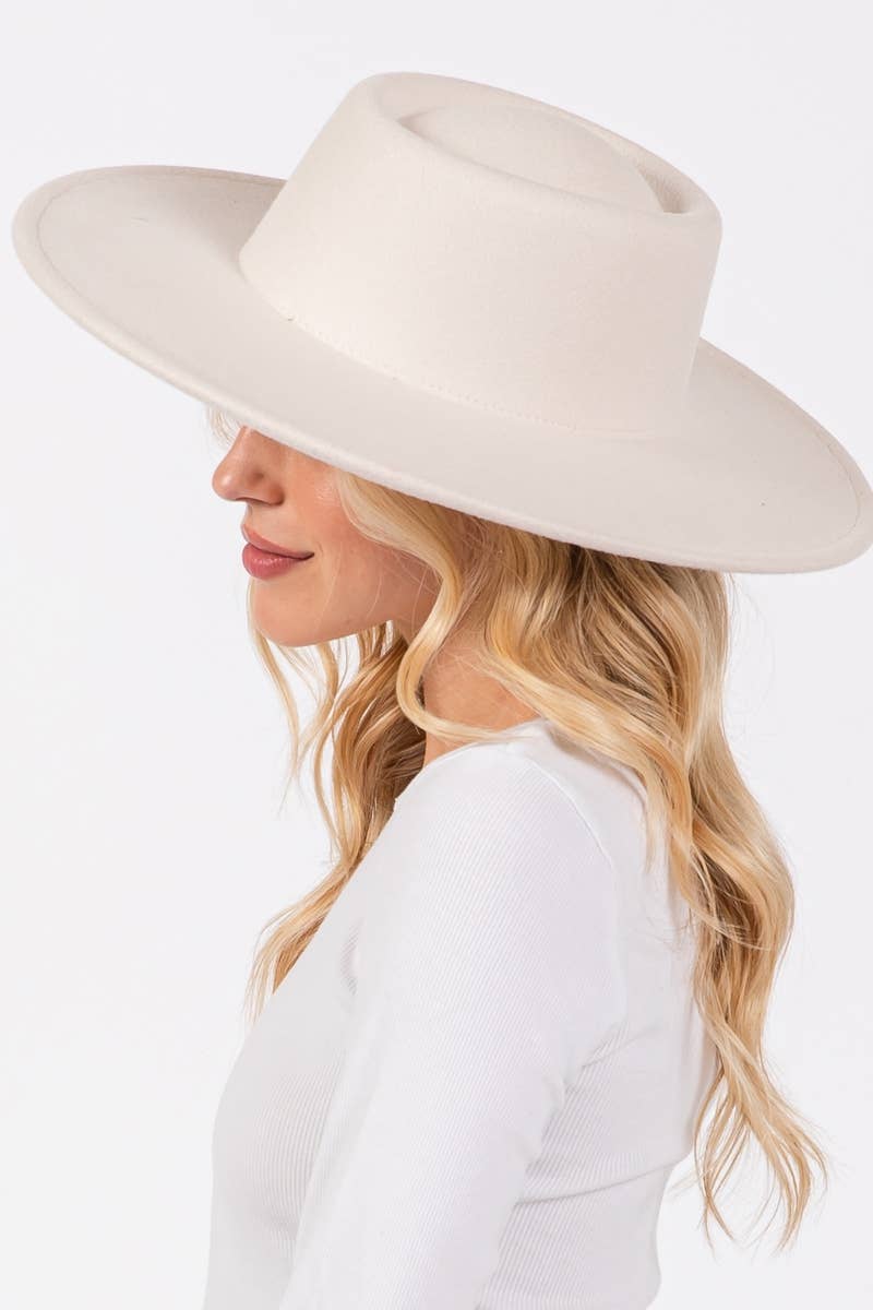 Collections by Fame Accessories - Flat Brim Pork Pie Fashion Hat 