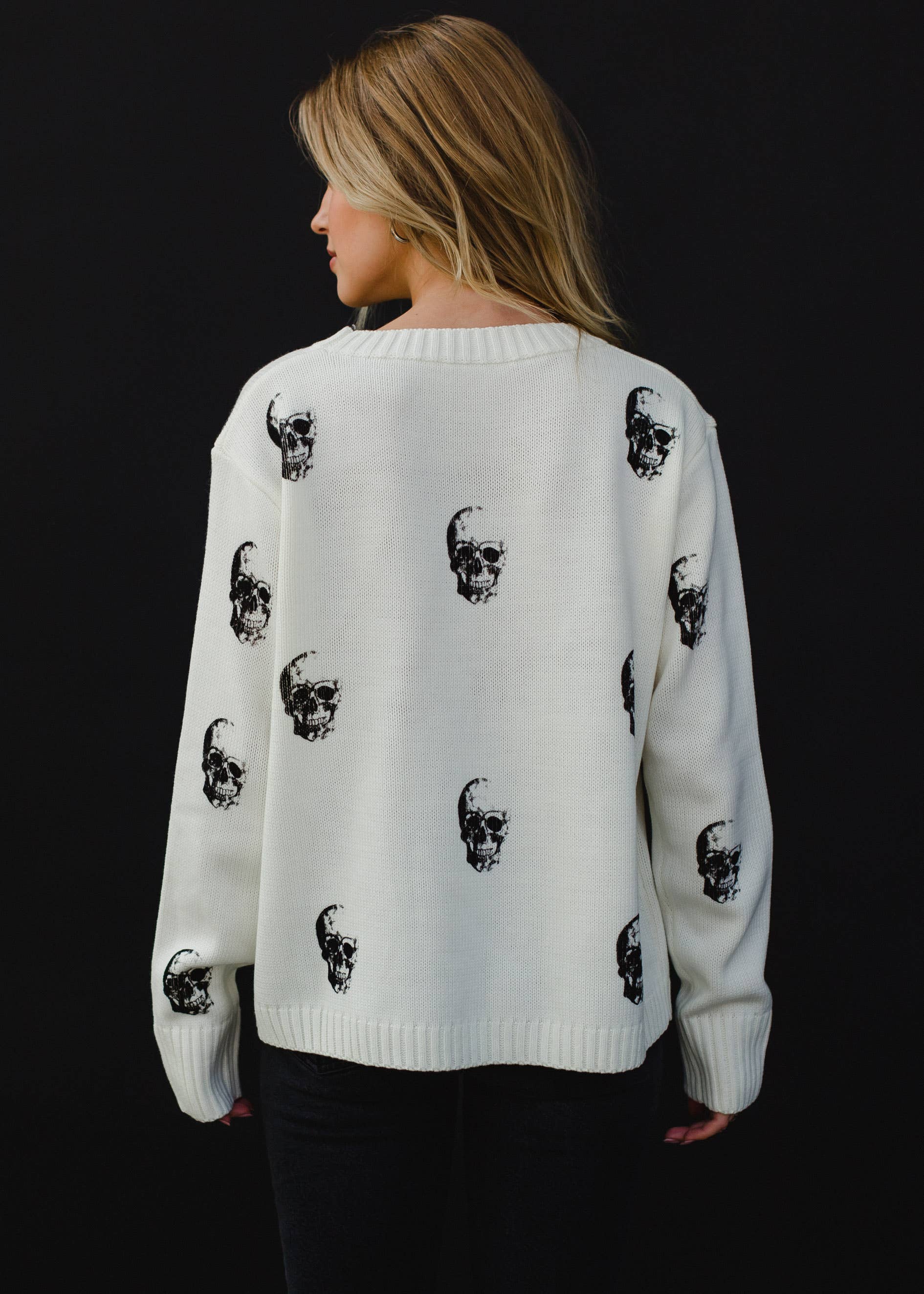 Cream Skull Sweater Tops