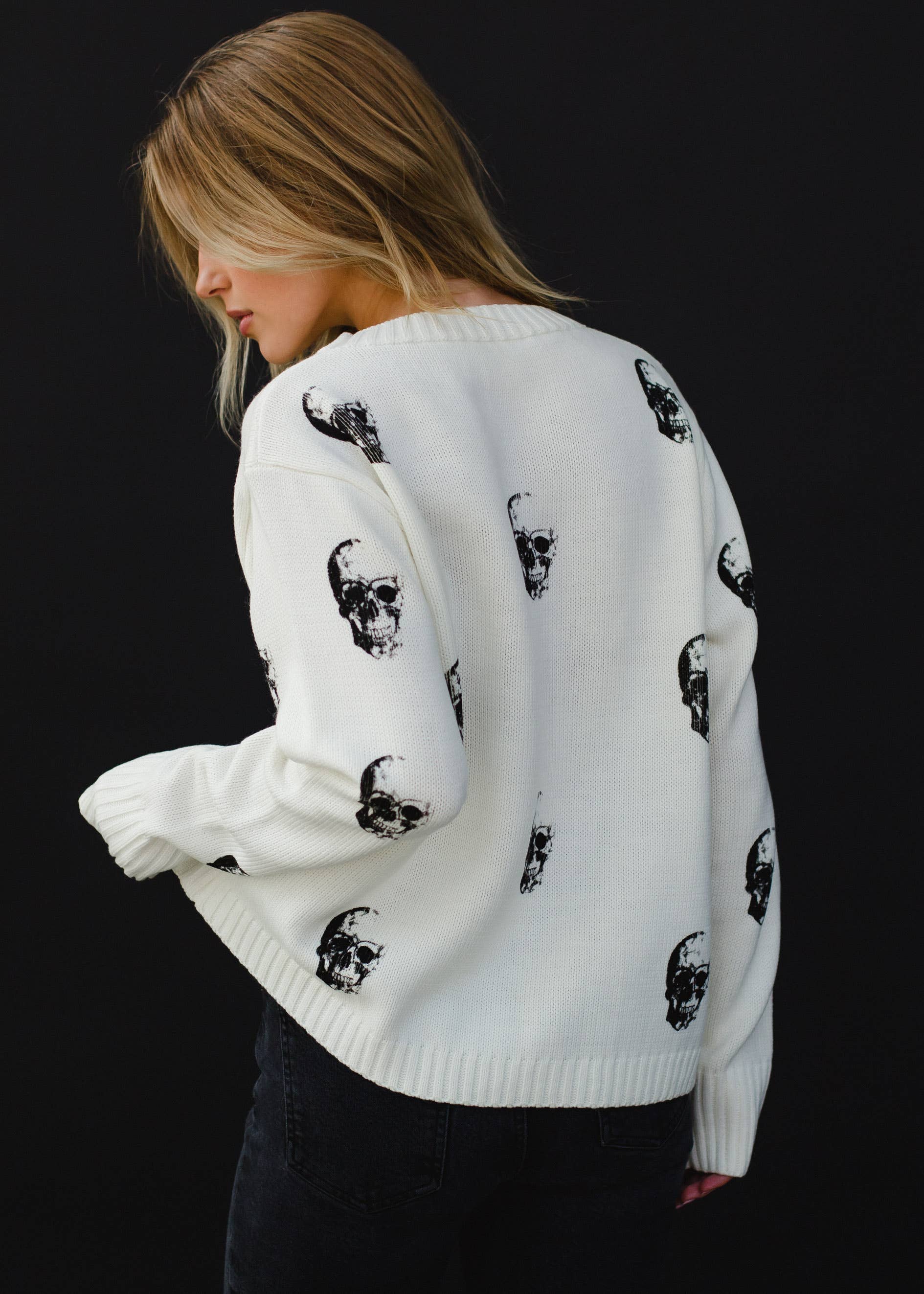 Cream Skull Sweater Tops