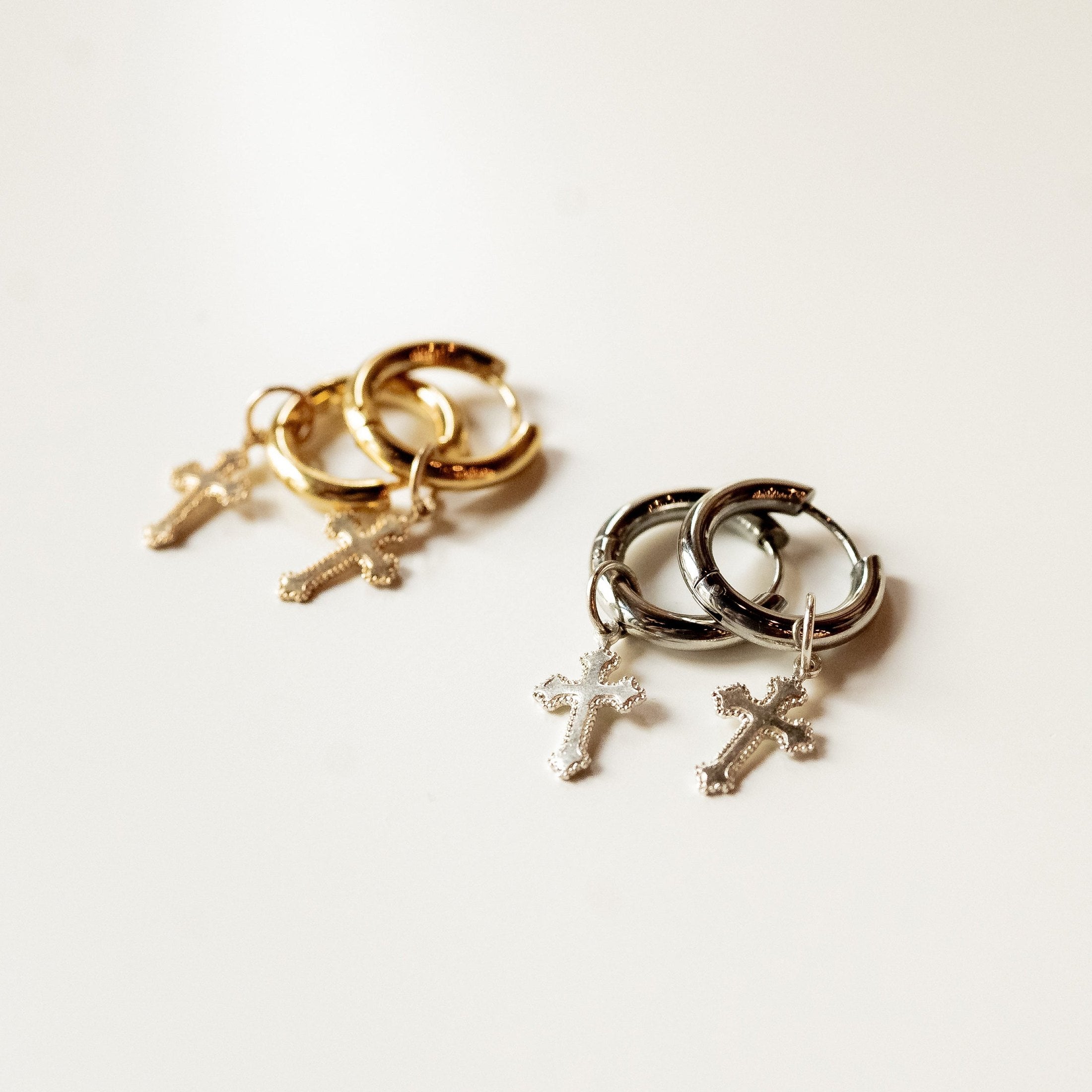 Cross Hoops Earrings