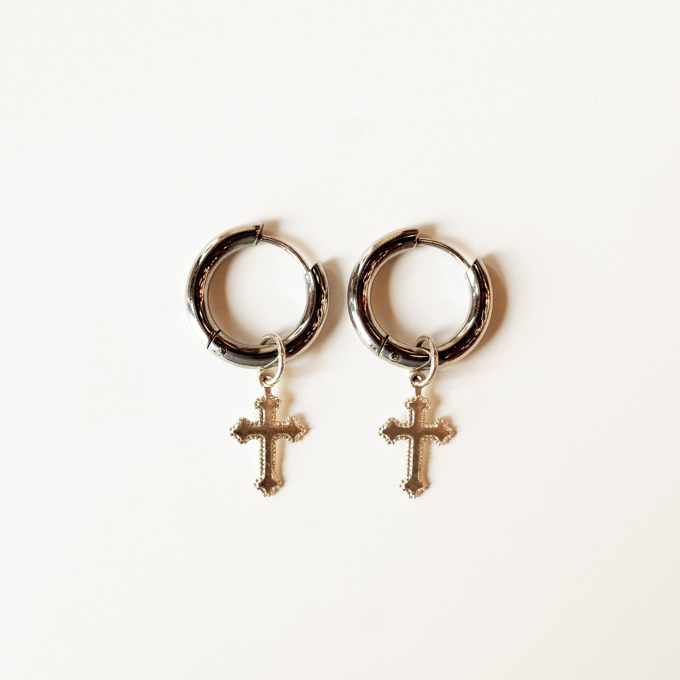 Cross Hoops Earrings