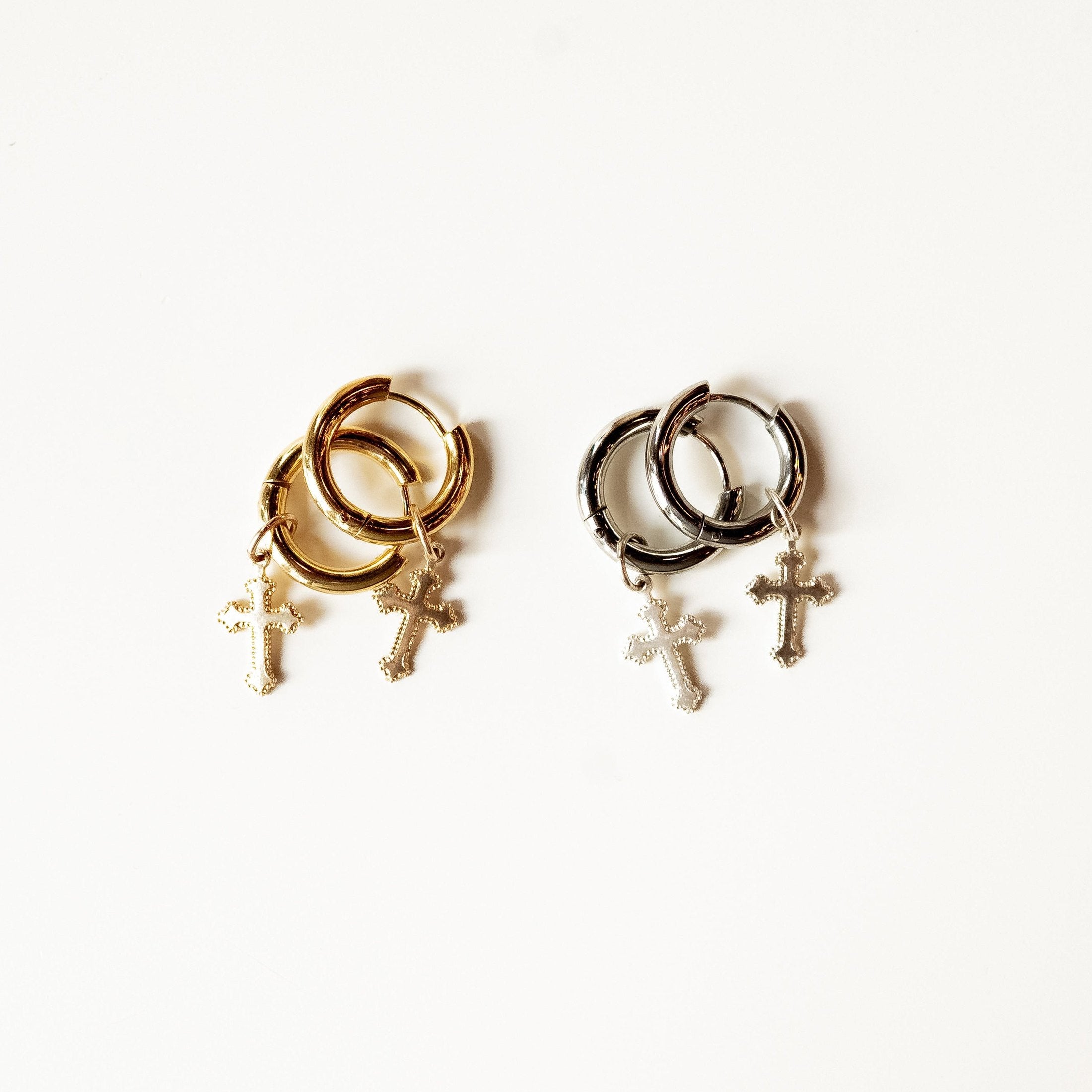 Cross Hoops Earrings