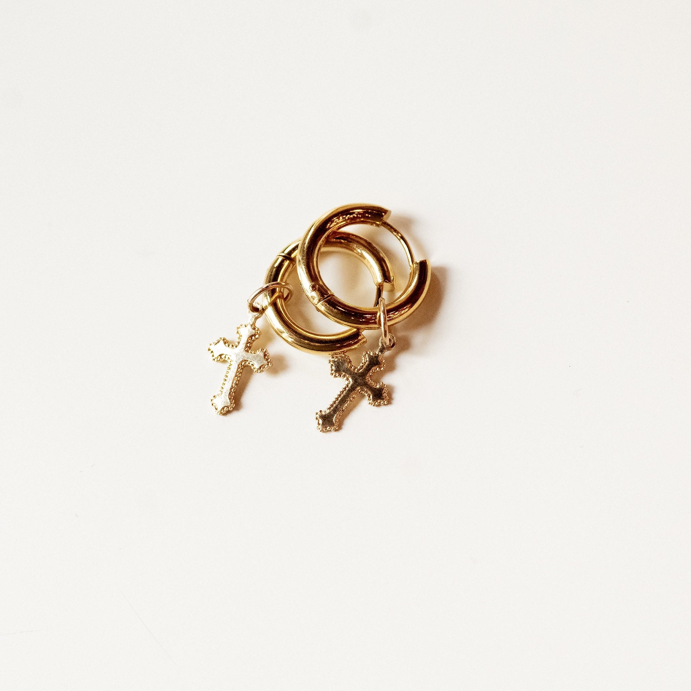 Cross Hoops Earrings