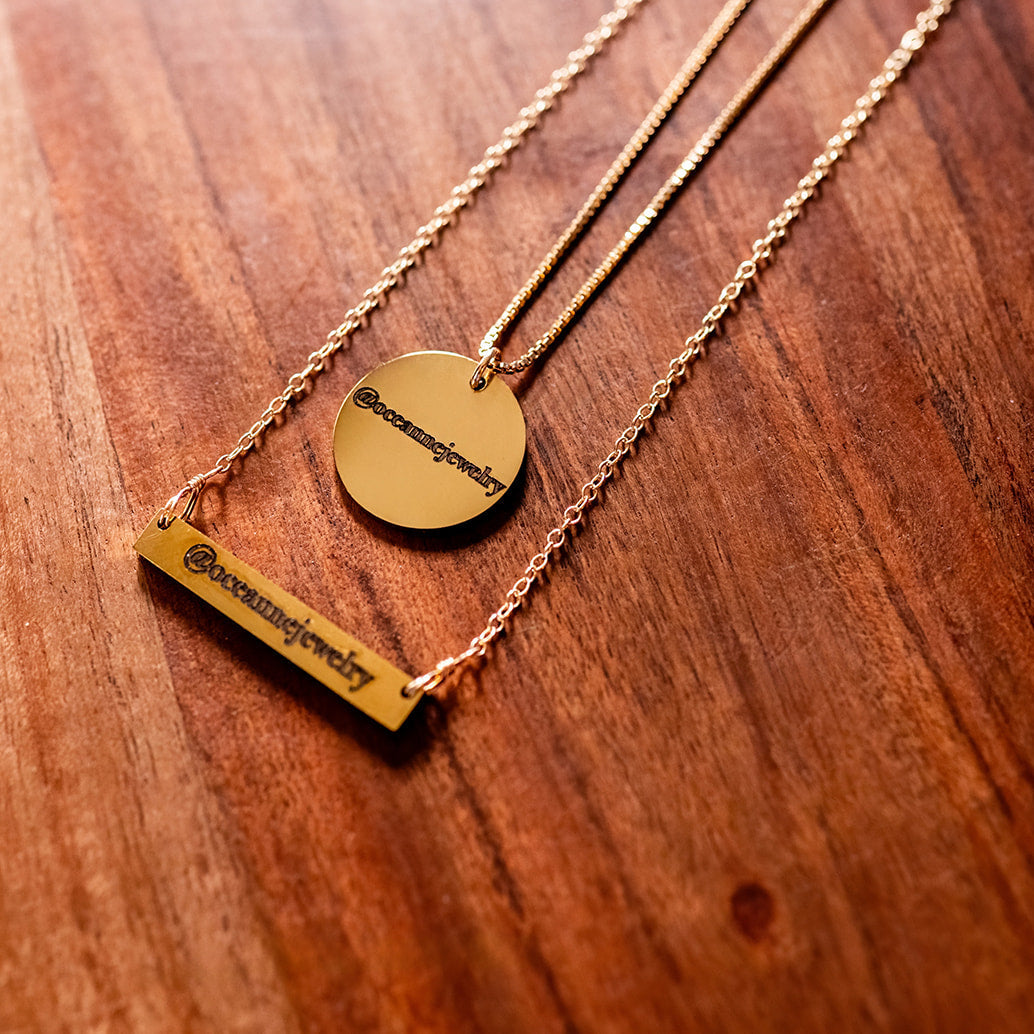 Custom Engraved Instagram Handle or tiktok Necklace Engraved