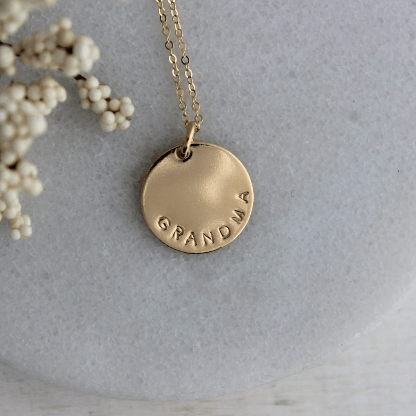 Custom Stamped Brass Disc Necklace Necklaces