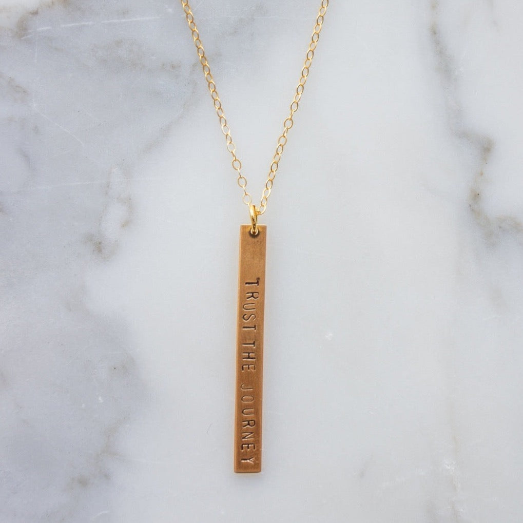 Custom Stamped Double-Sided Vertical Bar Necklace Necklaces