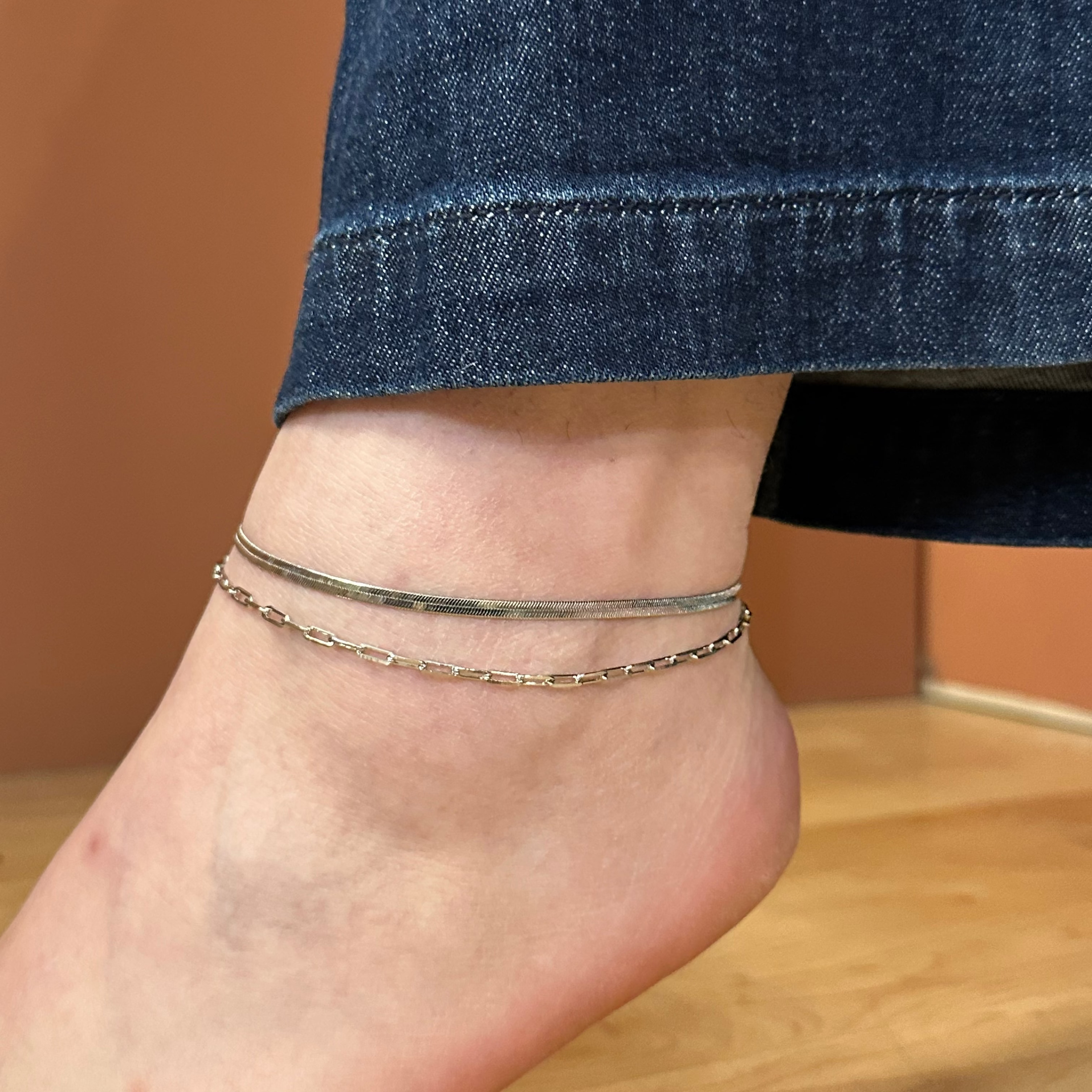 Dainty Silver Anklet Bracelets + Anklets
