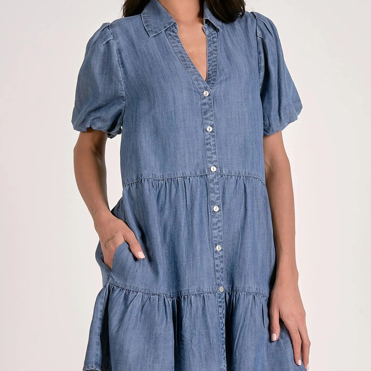 Denim Collard Button Dress Denim Collard Button Dress