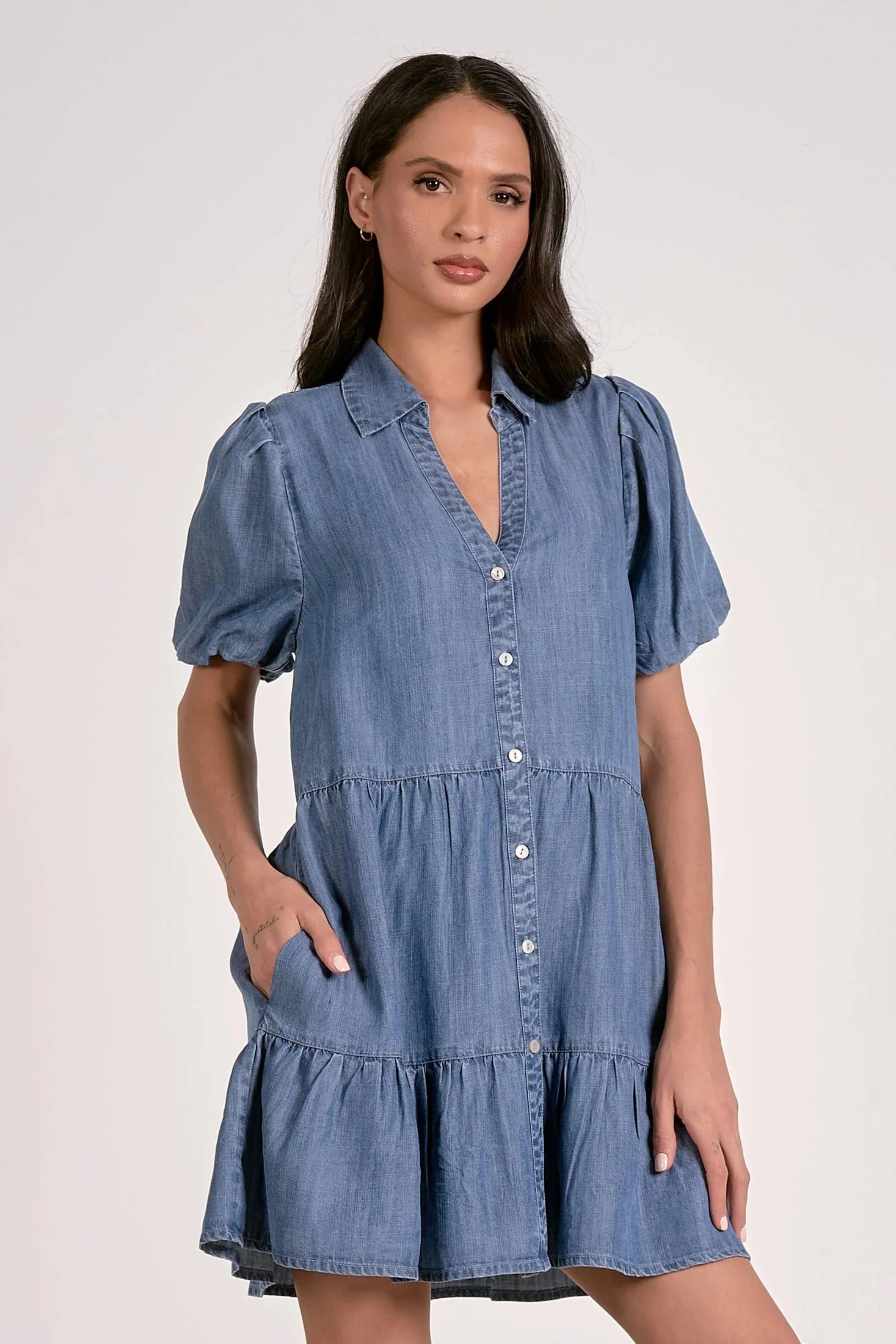 Denim Collard Button Dress Dresses + Jumpsuits
