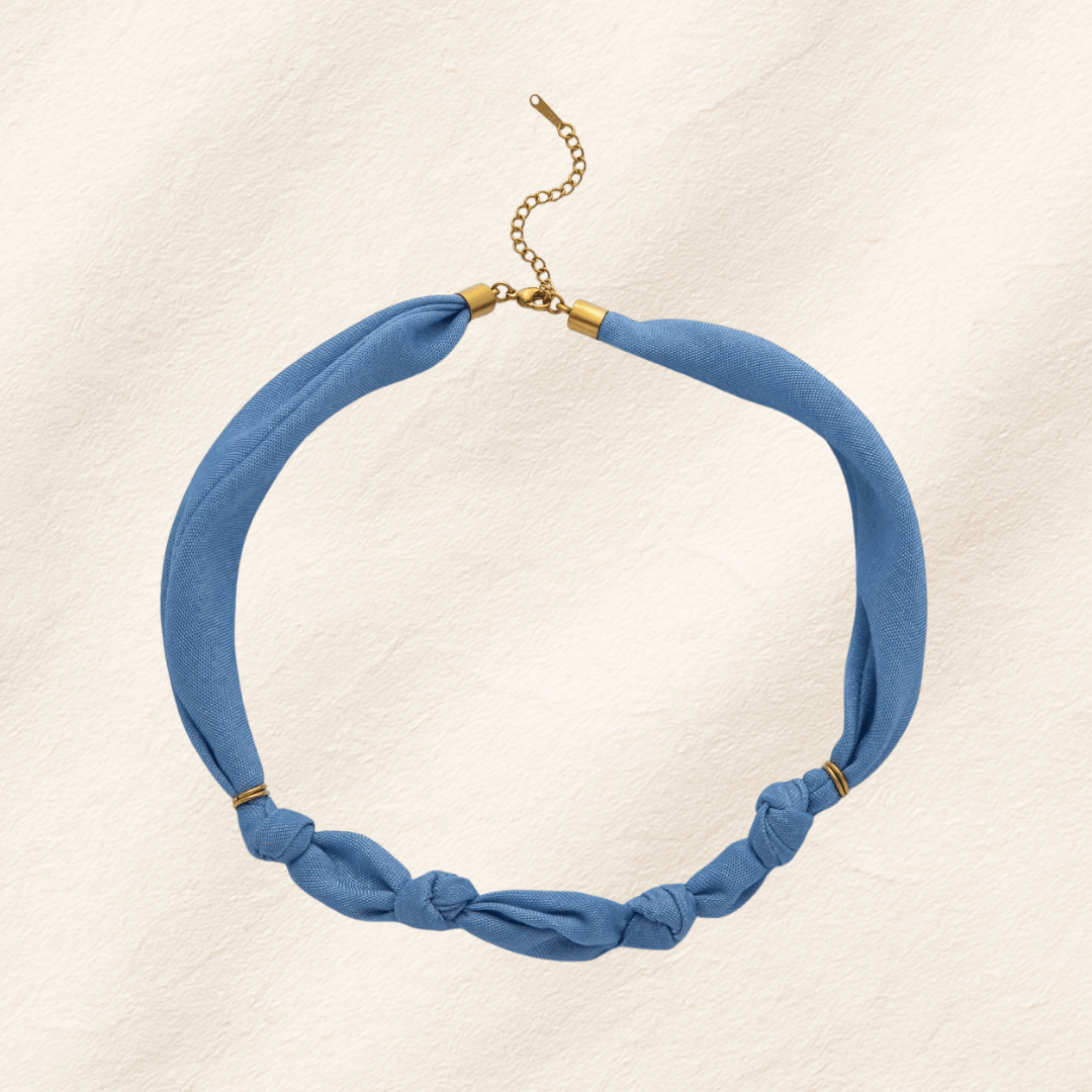 Denim Silk Scarf Necklace Necklaces