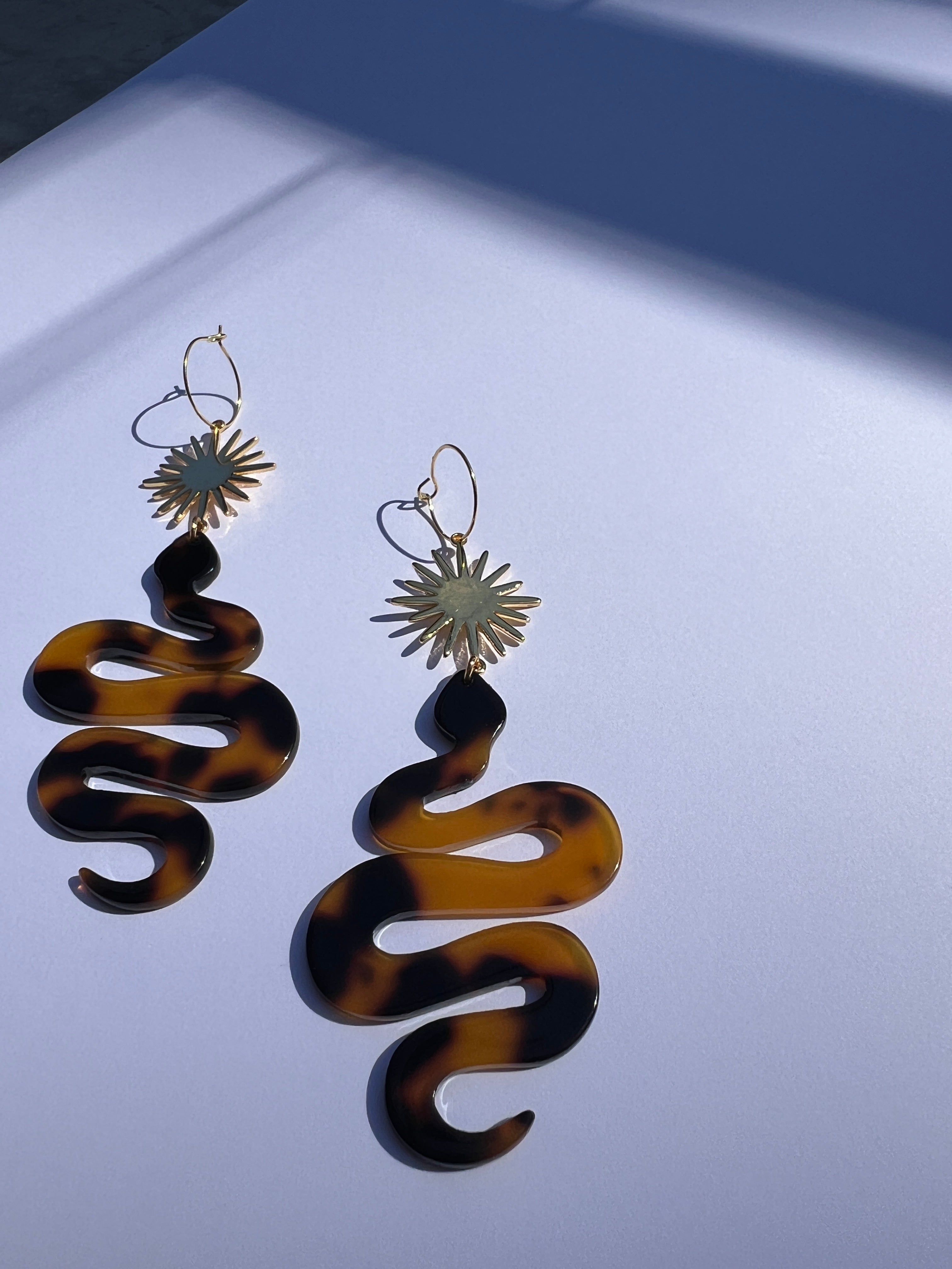 Desert Gold + Acrylic Snake Earrings Earrings